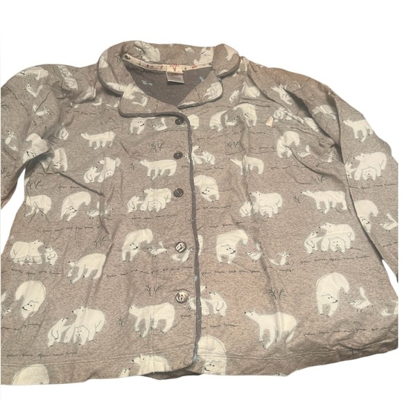 MunkiMunki grey flannel polar bear novelty print pajama set, size Large - Picture 1 of 10